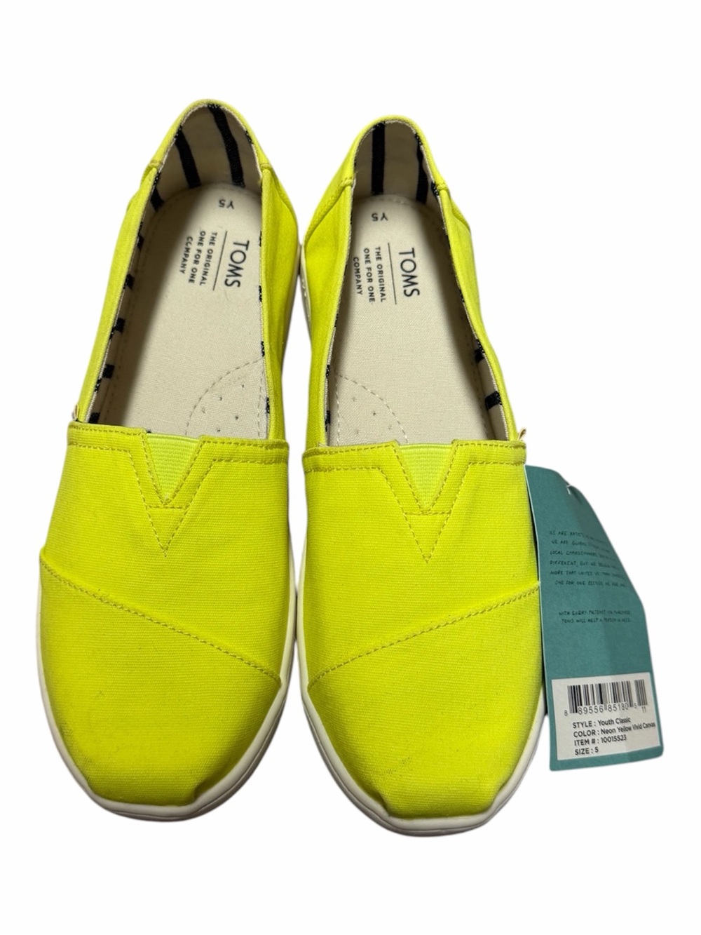 Toms Kids Slip-On Canvas Shoes in Neon Yellow